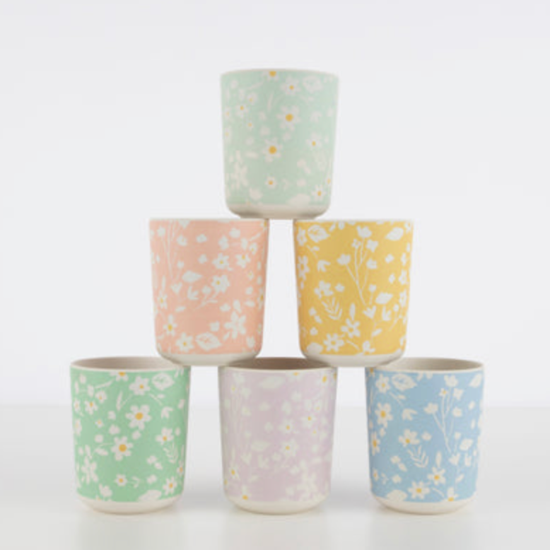 Floral reusable Bamboo cups