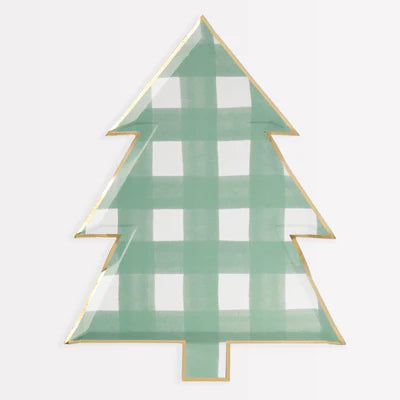 Green Gingham Tree Plates