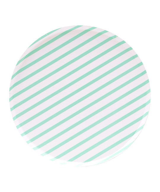 Mint stripes large plates