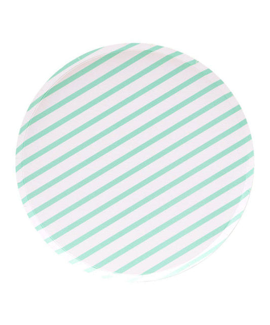 Mint stripes large plates