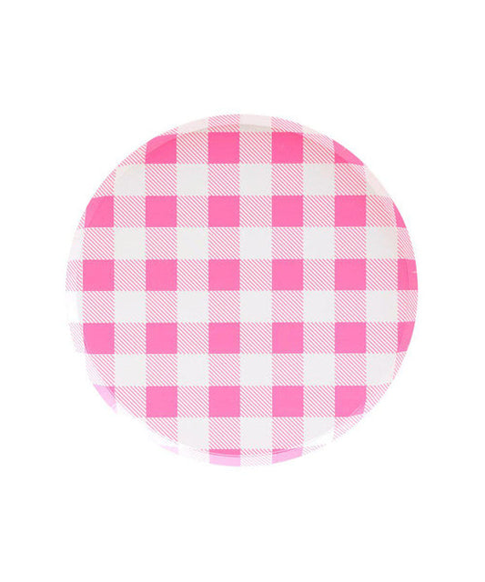 neon rose gingham mini plates