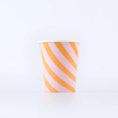 Pink and Orange Stripy Cups