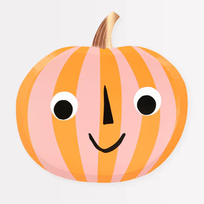 Pink and Orange Stripy Pumpkin Plates