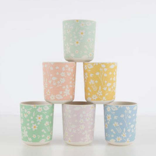 Floral reusable Bamboo cups